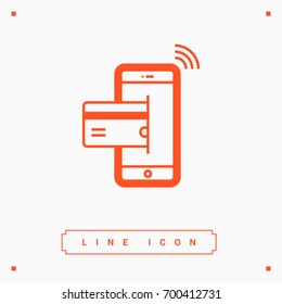 transfer NFC payment line vector icon