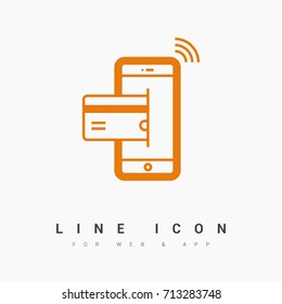 transfer NFC payment line vector icon