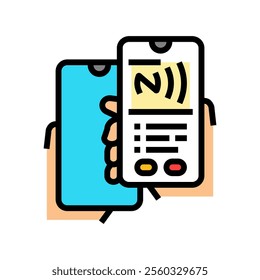 transfer nfc technology color icon vector. transfer nfc technology sign. isolated symbol illustration