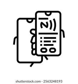 transfer nfc technology line icon vector. transfer nfc technology sign. isolated contour symbol black illustration