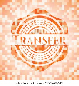 Transfer orange mosaic emblem. Vector Illustration. Detailed.