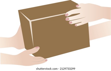 Transfer of parcels from hand to hand. Fast parcel delivery service. Design of web icon symbols. Vector illustration.