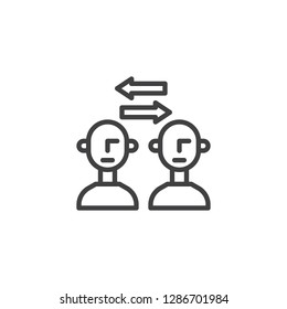 Transfer people line icon. linear style sign for mobile concept and web design. Men exchanging arrows outline vector icon. Symbol, logo illustration. Pixel perfect vector graphics