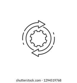 The transfer process. Linear vector icon, white background.