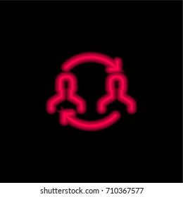 Transfer red glowing neon ui ux icon. Glowing sign logo vector