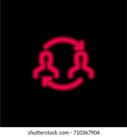 Transfer red glowing neon ui ux icon. Glowing sign logo vector