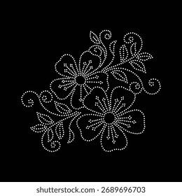 Transfer Rhinestone Design, Casual Rhinestone Template, Rhinestone Hotfix Design, Flower Necklace Decoration, Neckline Rhinestone Design.