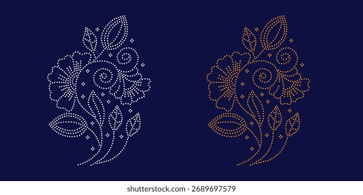 Transfer Strass Design, Casual Strass Vorlage, Strass Hotfix Design, Blume Halskette Dekoration, Ausschnitt Strass Design.
