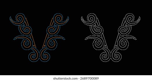 Transfer Rhinestone Design, Casual Rhinestone Template, Rhinestone Hotfix Design, Flower Necklace Decoration, Neckline Rhinestone Design.