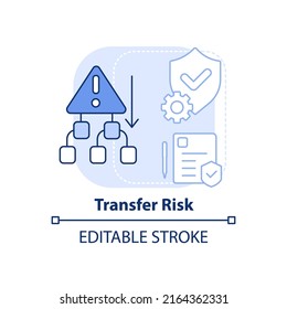 Transfer risk light blue concept icon. Risk management step abstract idea thin line illustration. Shifting consequences. Isolated outline drawing. Editable stroke. Arial, Myriad Pro-Bold fonts used