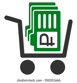 Transfer Rouble Accounts vector icon. Style is bicolor flat symbol, green and gray colors, rounded angles, white background.
