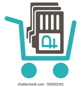Transfer Rouble Accounts vector icon. Style is bicolor flat symbol, grey and cyan colors, rounded angles, white background.