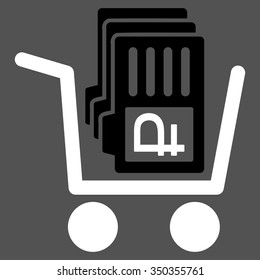 Transfer Rouble Accounts vector icon. Style is bicolor flat symbol, black and white colors, rounded angles, gray background.