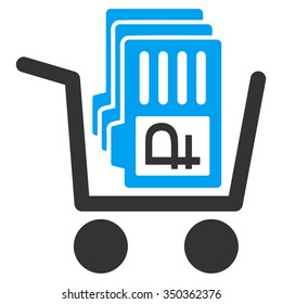 Transfer Rouble Accounts vector icon. Style is bicolor flat symbol, blue and gray colors, rounded angles, white background.
