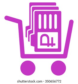 Transfer Rouble Accounts vector icon. Style is flat symbol, violet color, rounded angles, white background.