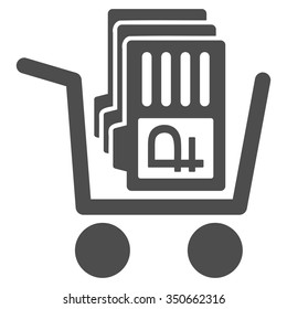 Transfer Rouble Accounts vector icon. Style is flat symbol, gray color, rounded angles, white background.