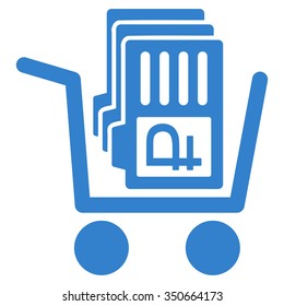 Transfer Rouble Accounts vector icon. Style is flat symbol, cobalt color, rounded angles, white background.