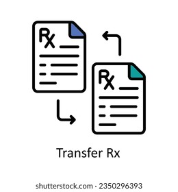 Transfer Rx Filled Outline Icon Design illustration. Pharmacy Symbol on White background EPS 10 File