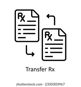 Transfer Rx Outline Icon Design illustration. Pharmacy Symbol on White background EPS 10 File
