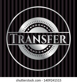 Transfer silvery badge. Vector Illustration. Mosaic.