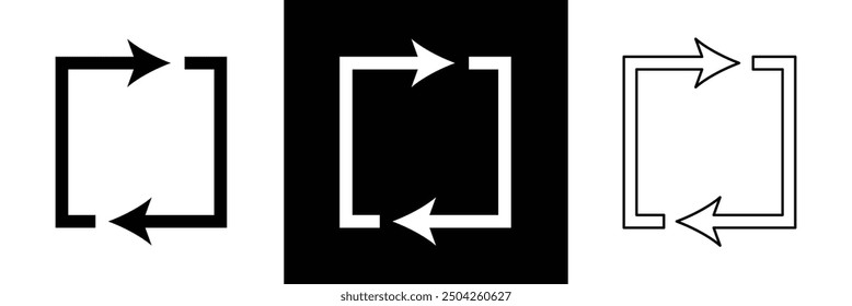 Transfer, swap, exchange, spin, flip concept. Circular arrow editable stroke outline icon isolated on white background flat vector illustration in eps 10.	
