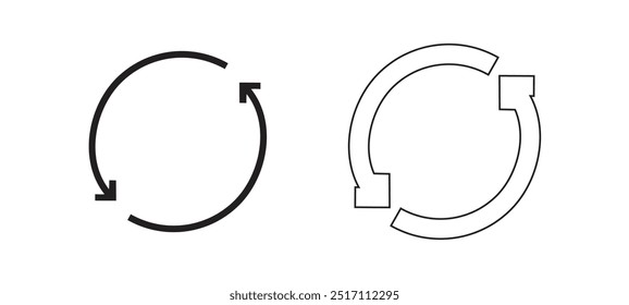 Transfer, swap, exchange, spin, flip concept. Circular arrow editable stroke outline icon isolated on white background. vector illustration