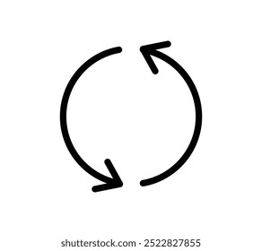 Transfer, swap, exchange, spin, flip concept. Circular arrow. Data synchronize isolated icon, rotate linear icon. Repeat icon.