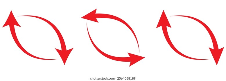 Transfer, swap, exchange, spin, flip concept. Circular arrow editable stroke outline icon isolated on white background flat vector illustration.