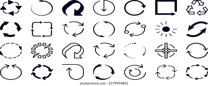 Transfer, swap, exchange, spin, flip concept. Circular arrow editable stroke outline icon isolated on white background flat vector illustration.