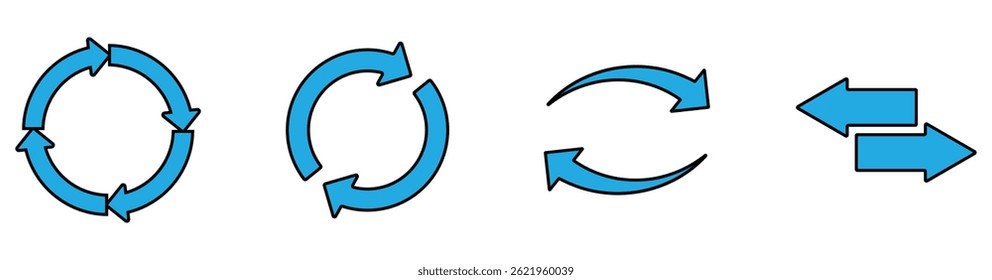 Transfer, swap, exchange, spin, flip concept. Circular arrow editable stroke outline icon isolated on white background flat vector illustration.