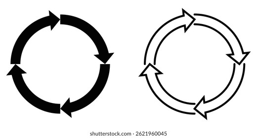 Transfer, swap, exchange, spin, flip concept. Circular arrow editable stroke outline icon isolated on white background flat vector illustration.