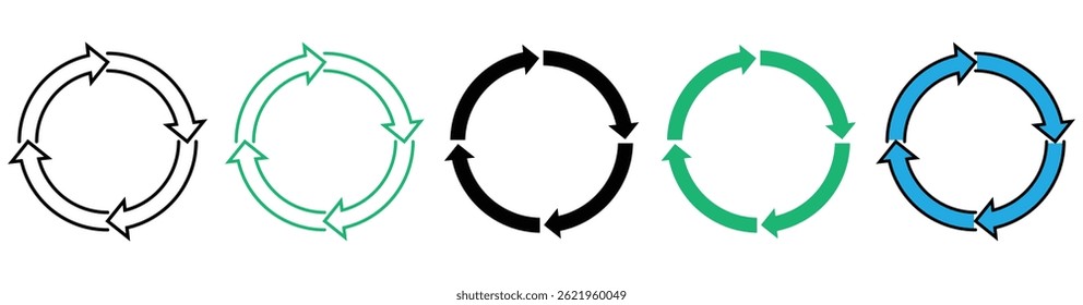 Transfer, swap, exchange, spin, flip concept. Circular arrow editable stroke outline icon isolated on white background flat vector illustration.