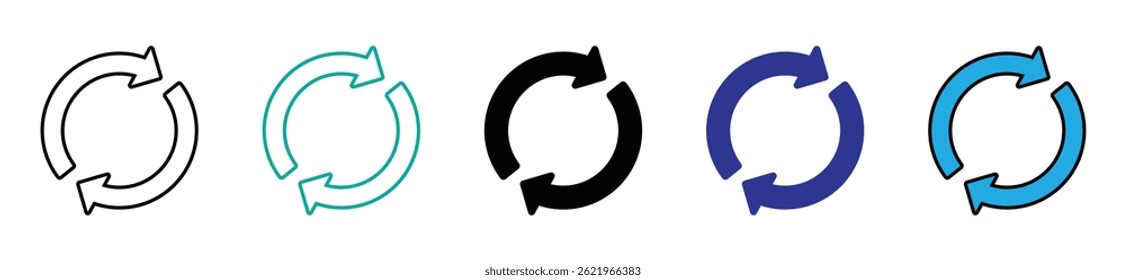 Transfer, swap, exchange, spin, flip concept. Circular arrow editable stroke outline icon isolated on white background flat vector illustration.