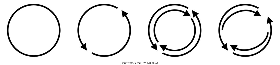 Transfer, swap, exchange, spin, flip concept. Circular arrow editable stroke outline icon isolated on white background flat vector illustration.