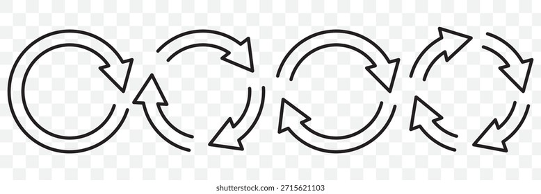 Transferencia, intercambio, intercambio, giro, concepto de volteo. Icono de contorno de trazo editable de flecha circular aislado en Ilustración vectorial plana de fondo blanco. Píxel perfecto. 64 x