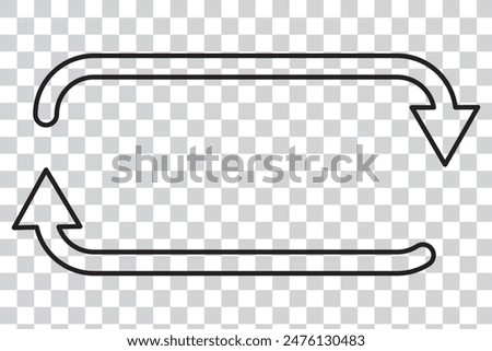 Transfer, swap, exchange, spin, flip concept. Circular arrow editable stroke outline icon isolated on white background flat vector illustration