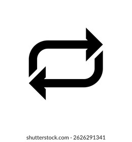 Transfer swap repeat arrow. Reverse movement.  Vector linear icon isolated on white background.