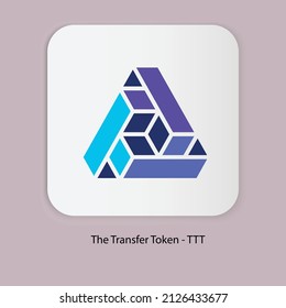 The transfer token (TTT)cryptocurrency token logo.
vector illustration logo design of TTT on isolated background.