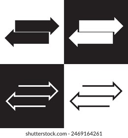 Transfer vector icon.  Outline Filled Vector Sign . . isolated transparent . arrows . data exchange . digitization . technology . black and white outline and filled version . EPS 10 .