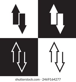 Transfer vector icon.  Outline Filled Vector Sign . . isolated transparent . arrows . data exchange . digitization . technology . black and white outline and filled version . EPS 10 .