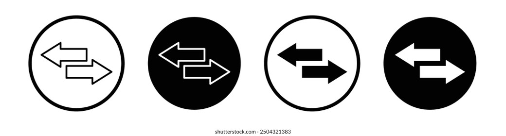 Conjunto de iconos de Vector de transferencia de estilo relleno y delineado en negro.