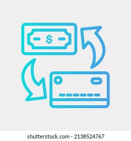 Transfer- und Entzugszeichen-Symbol im Farbverlauf-Stil über Währung, Verwendung für Website-Mobile-App-Präsentation