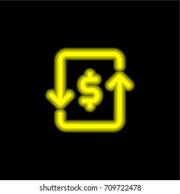 Transfer yellow glowing neon ui ux icon. Glowing sign logo vector