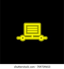 Transfer yellow glowing neon ui ux icon. Glowing sign logo vector