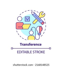 Transference concept icon. Apply knowledge to work. Principle of learning abstract idea thin line illustration. Isolated outline drawing. Editable stroke. Arial, Myriad Pro-Bold fonts used