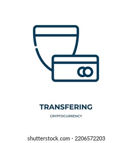 Icono de transferencia. Ilustración vectorial lineal de la colección cryptocurrency. Esquema de transferencia del vector de icono. Símbolo de línea delgada para uso en aplicaciones web y móviles, logotipo, medios impresos.