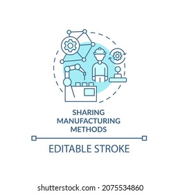 Transfering manufacturing methods concept icon. Factory efficiency growth. Production data dissemination abstract idea thin line illustration. Vector isolated outline color drawing. Editable stroke
