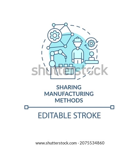 Transfering manufacturing methods concept icon. Factory efficiency growth. Production data dissemination abstract idea thin line illustration. Vector isolated outline color drawing. Editable stroke