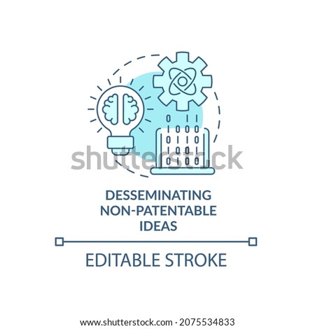 Transfering non-patentable ideas concept icon. Scientific knowledge sharing. Noncommercial invention abstract idea thin line illustration. Vector isolated outline color drawing. Editable stroke
