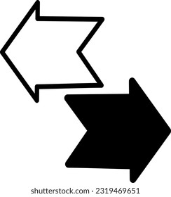 Transferring arrow icon line. Linear style sign for mobile concept and web design. Left right arrow simple line vector icon. Replaceable vector design.